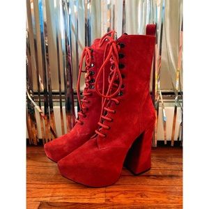 Vivienne Westwood red suede platform boots